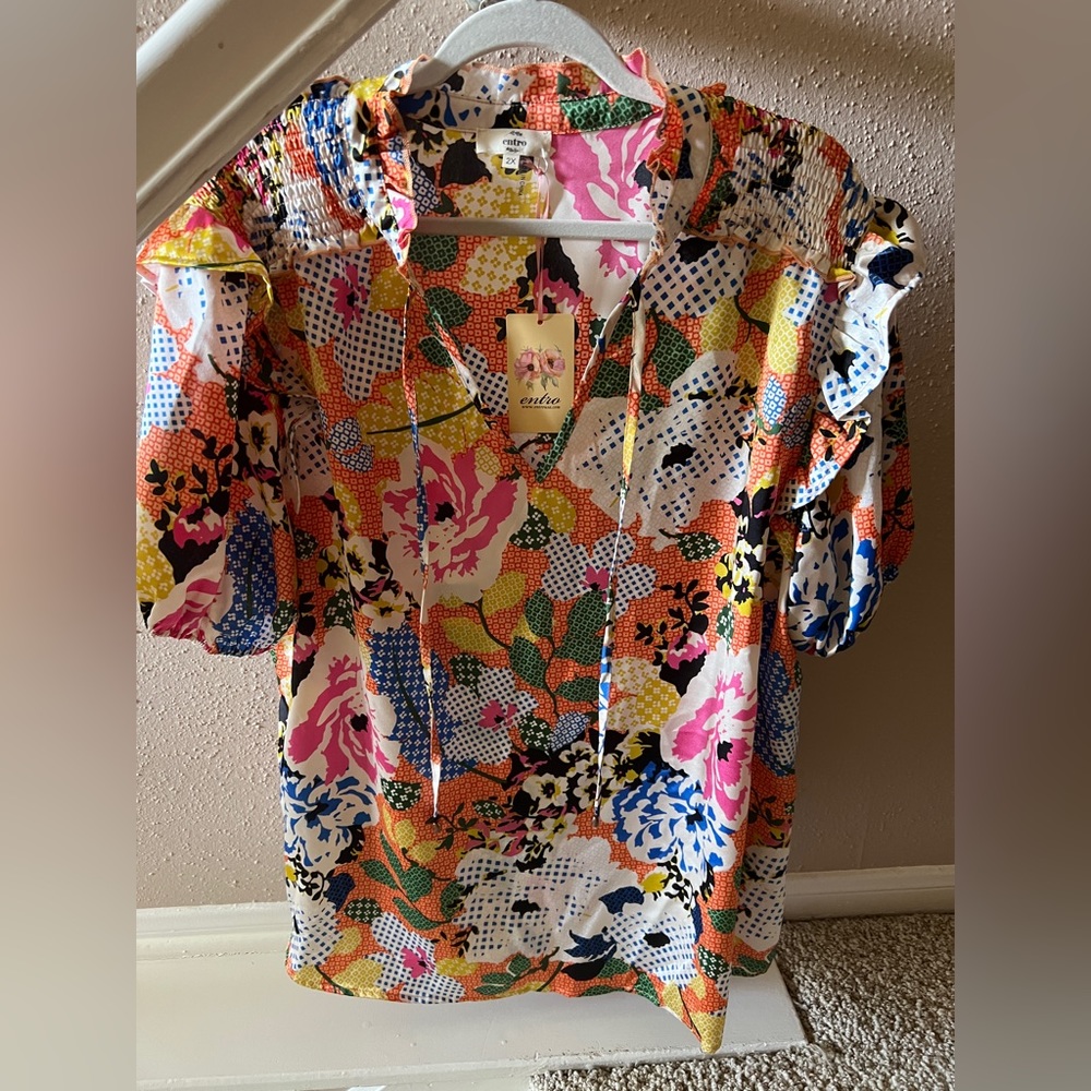 Plus entro blouse multi color